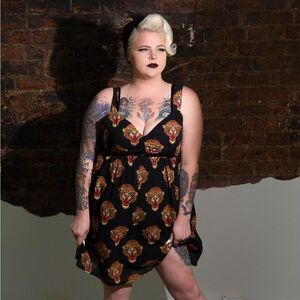 Sourpuss Black and Gold Tiger Mini Dress